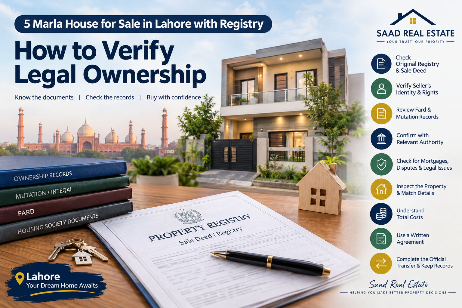 5 Marla house for sale in Lahore with registry and legal ownership documents
